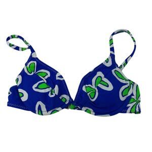 Manhattan Beachwear Womens Medium Royal Blue Green Floral Underwire Bikini Top